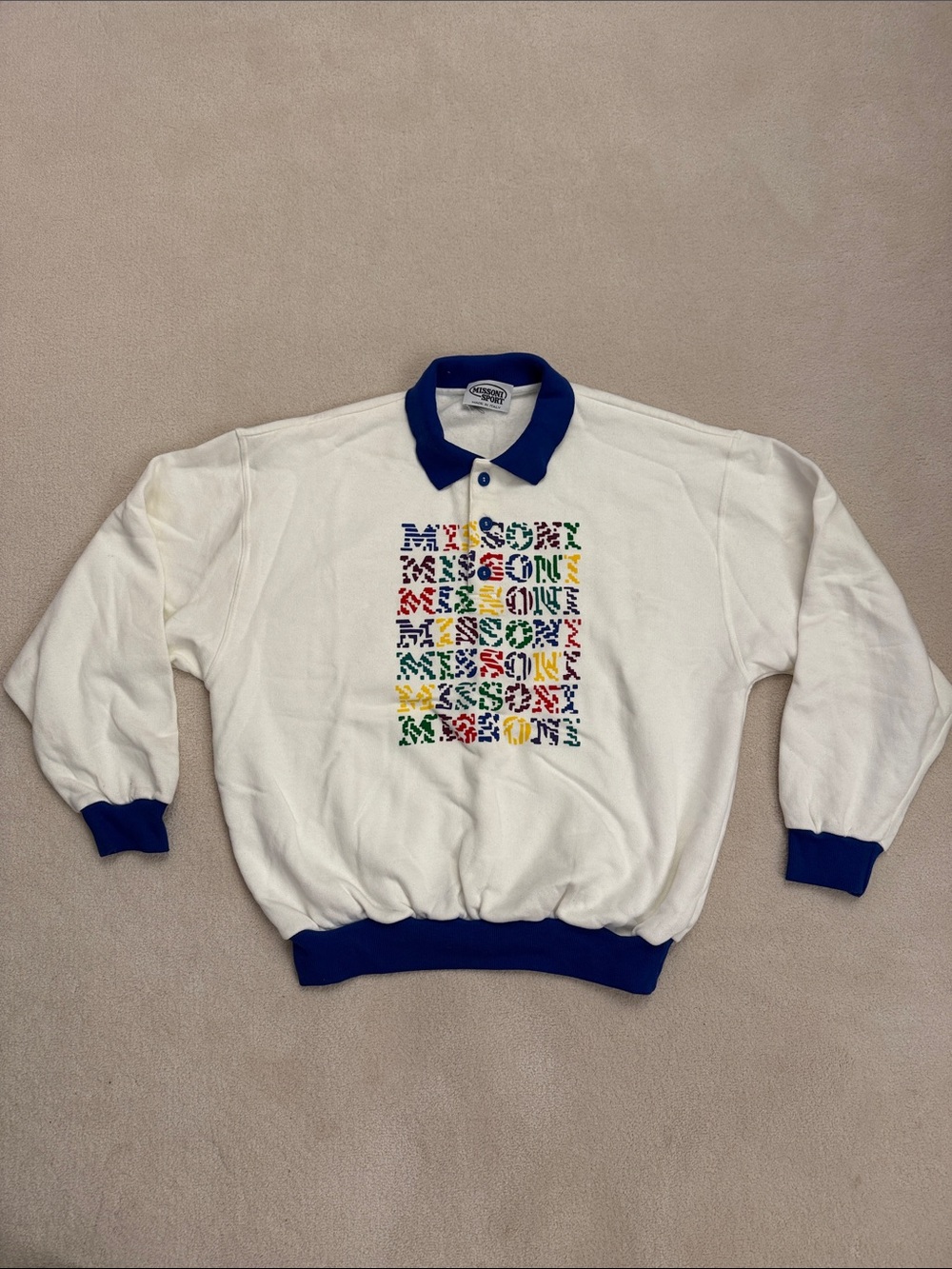 Missoni vintage 1980s 80s collar sweatshirt Missoni Sport made in Italy